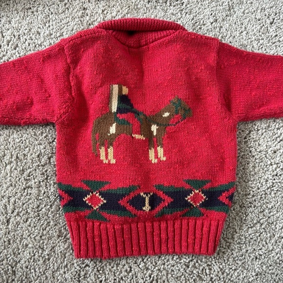 Vintage Ralph Lauren Baby Equestrian Horse Western Cardigan Sweater 3-12 Months - Picture 1 of 5